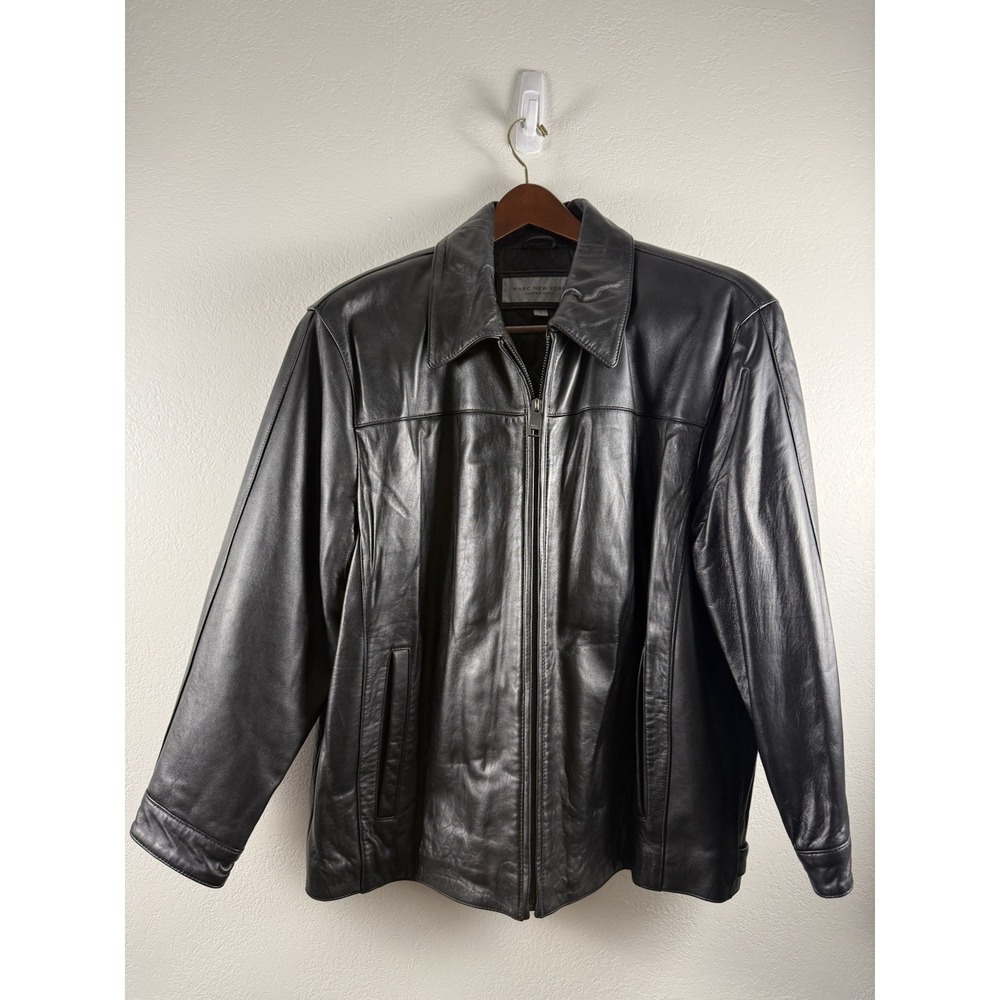 Marc New‎ York Andrew Marc Size XL Extra Large Leather Jacket Black Coat Classic